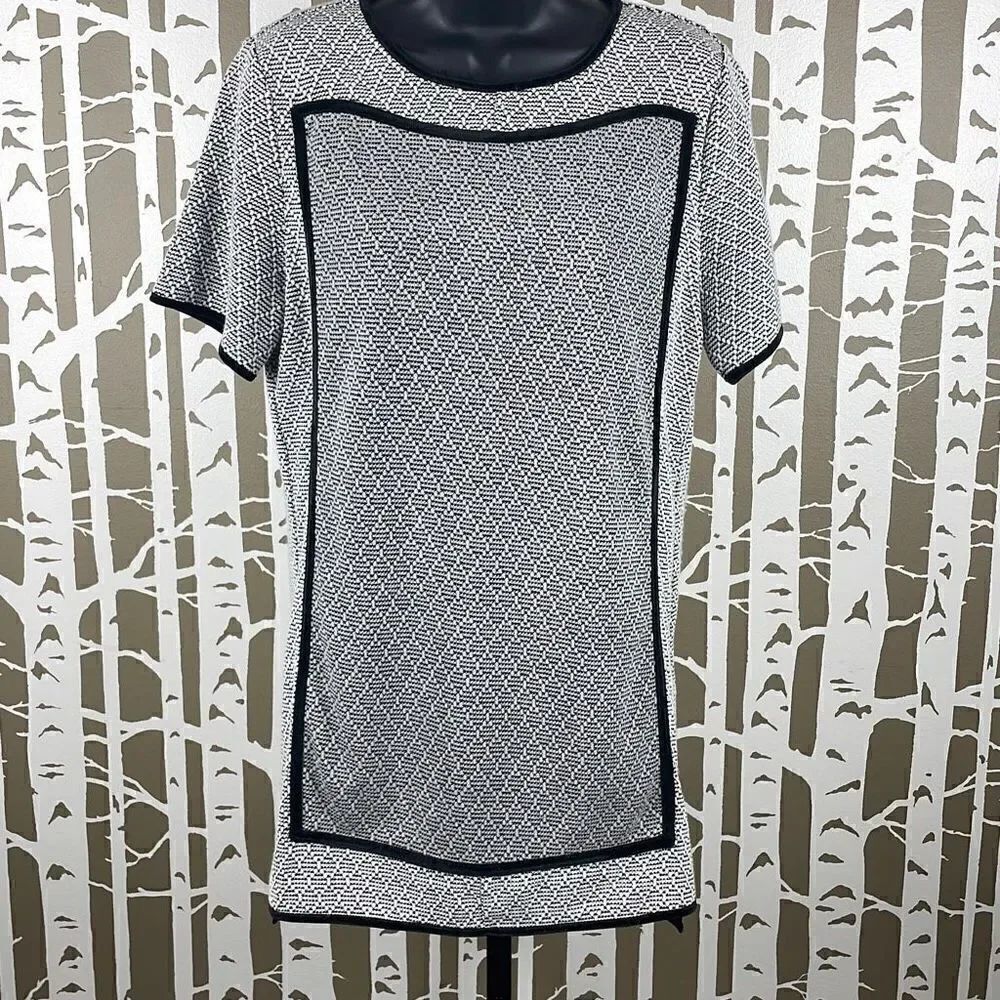 THML Textured Knit Geometric Panel Mini Dress Tunic XS